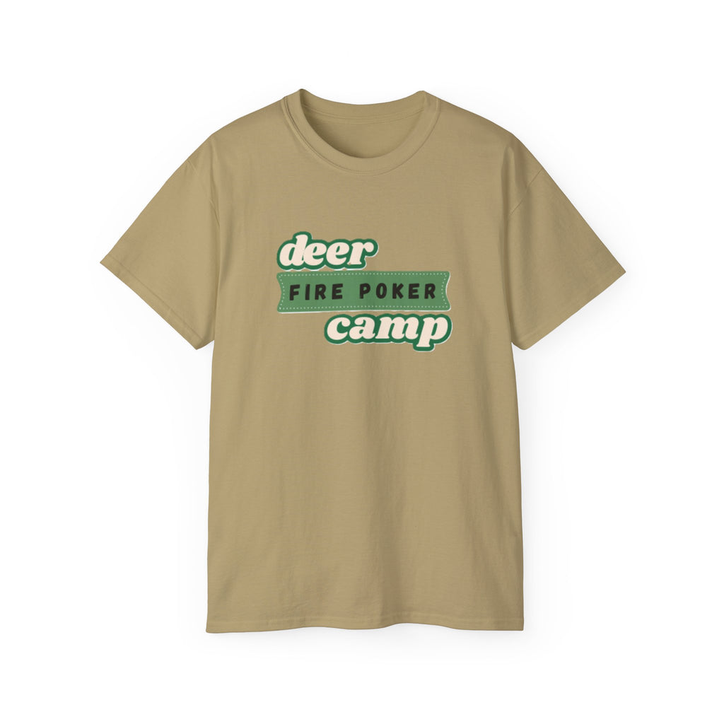 Deer Camp Fire Poker T-Shirt - Comfy Cotton