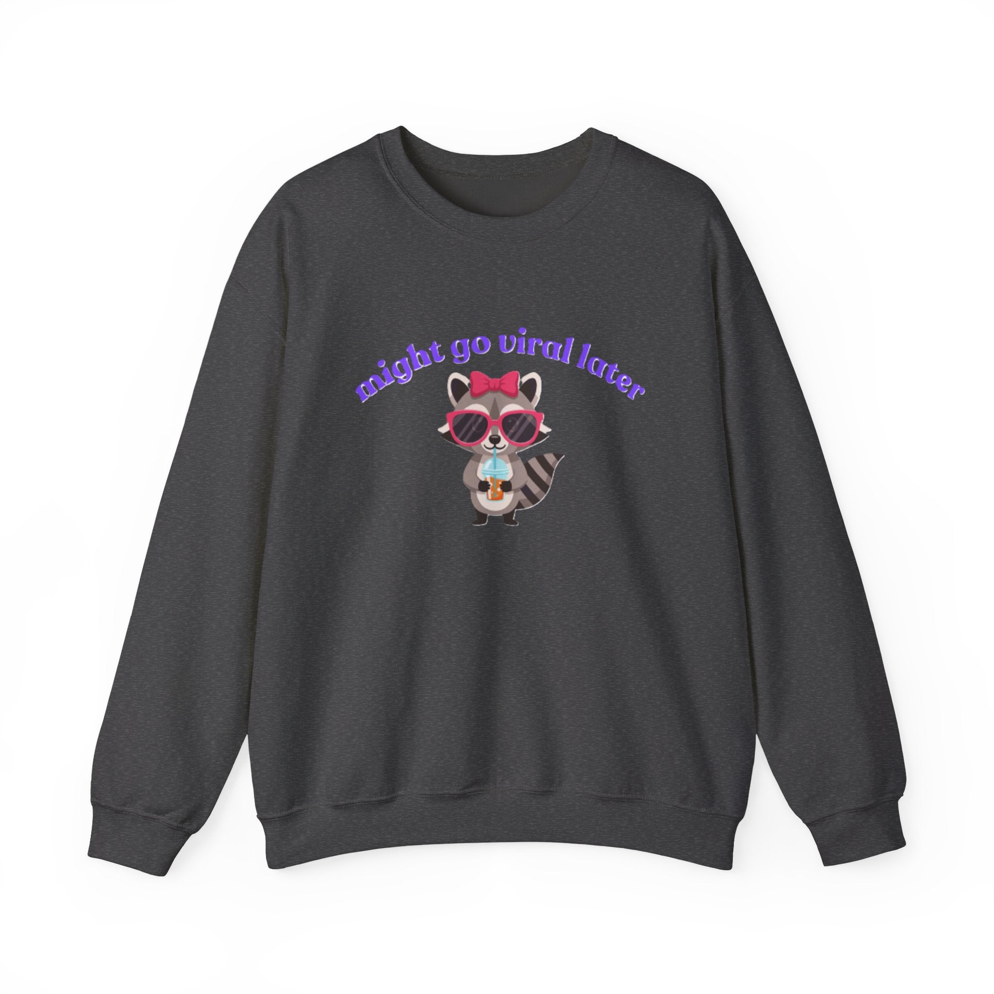 Lady's Sweatshirt — Cute Raccoon Graphic “might go viral later”